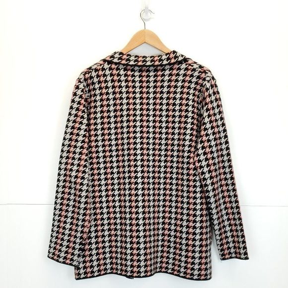 Joie Houndstooth Double Breasted Button Front Business Casual Blazer Sweater - Picture 2 of 11